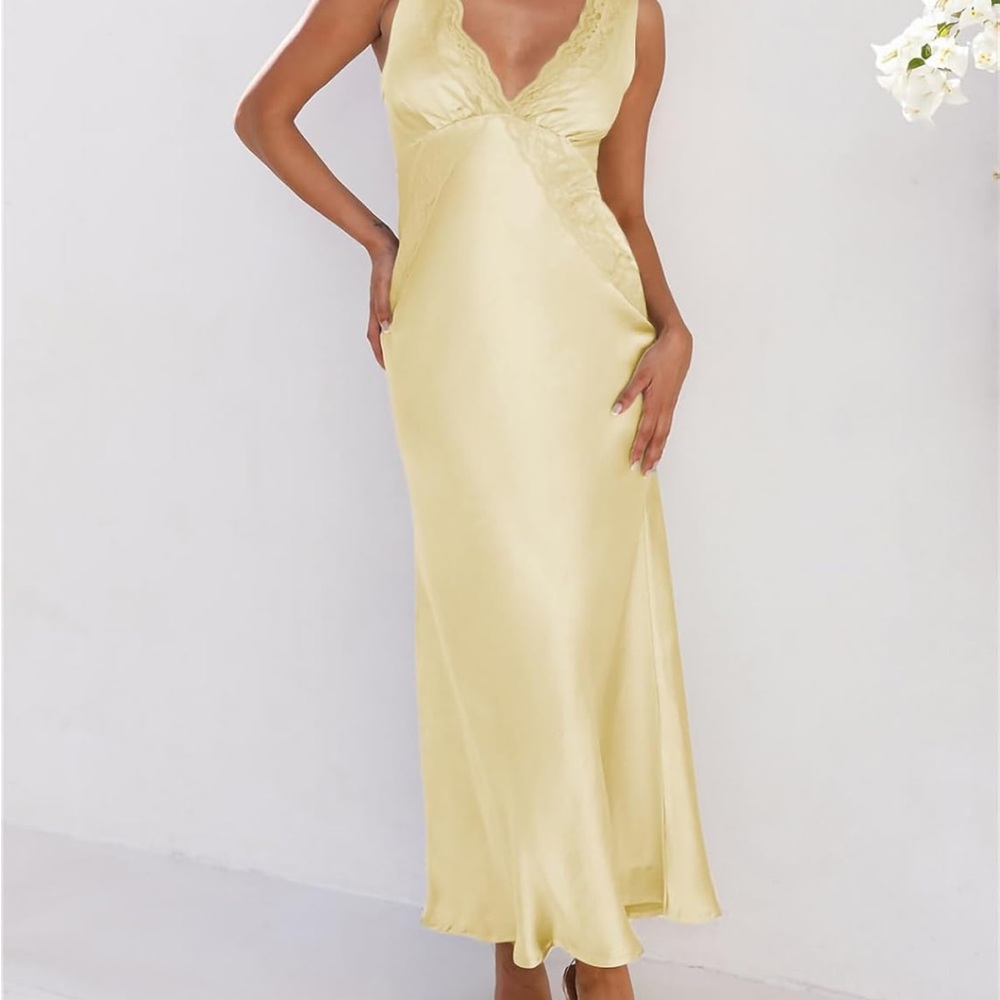 Satin/Lace Maxi Dress - NWT